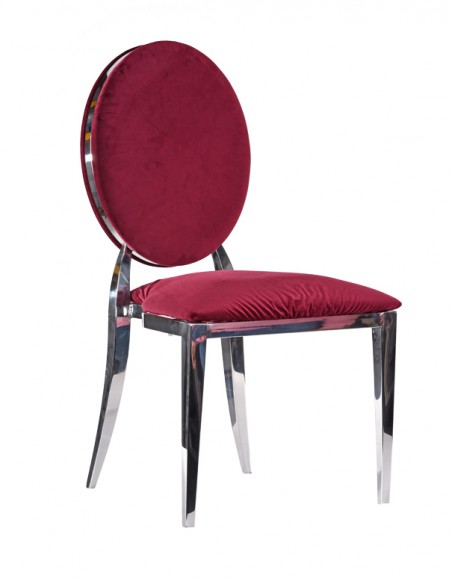 Set 2 sedie bianche con seduta in velluto bordeaux - Tulipano