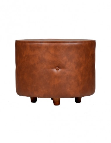 POUF PELLE TONDO MARRONE