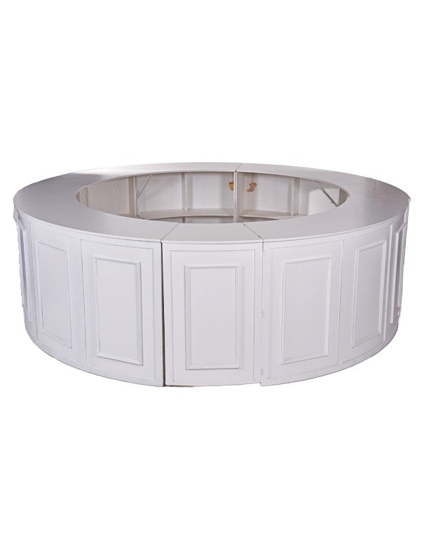 BANCONE BAR CURVO BIANCO CON CORNICI BIANCHE