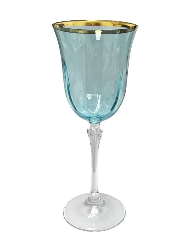 BICCHIERE LINEA LUDOVICA CELESTE FILO ORO