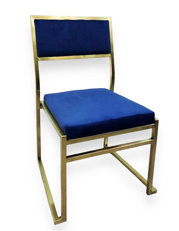 SEDIA GINEVRA ORO SATINATO IN VELLUTO BLU