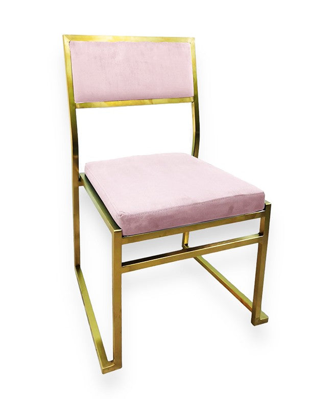 SEDIA GINEVRA ORO SATINATO IN VELLUTO ROSA