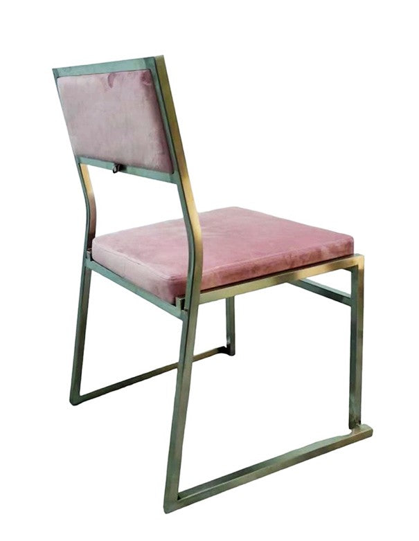SEDIA GINEVRA ORO SATINATO IN VELLUTO ROSA