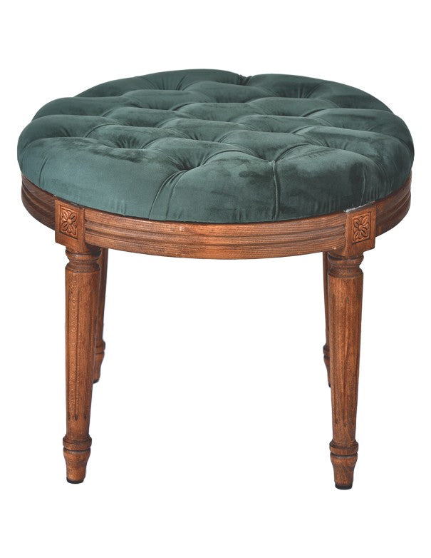 CUSCINO VELLUTO VERDE INGLESE POUF LUIGI XVI