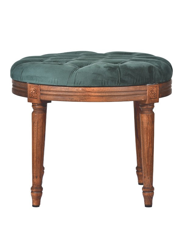 CUSCINO VELLUTO VERDE INGLESE POUF LUIGI XVI