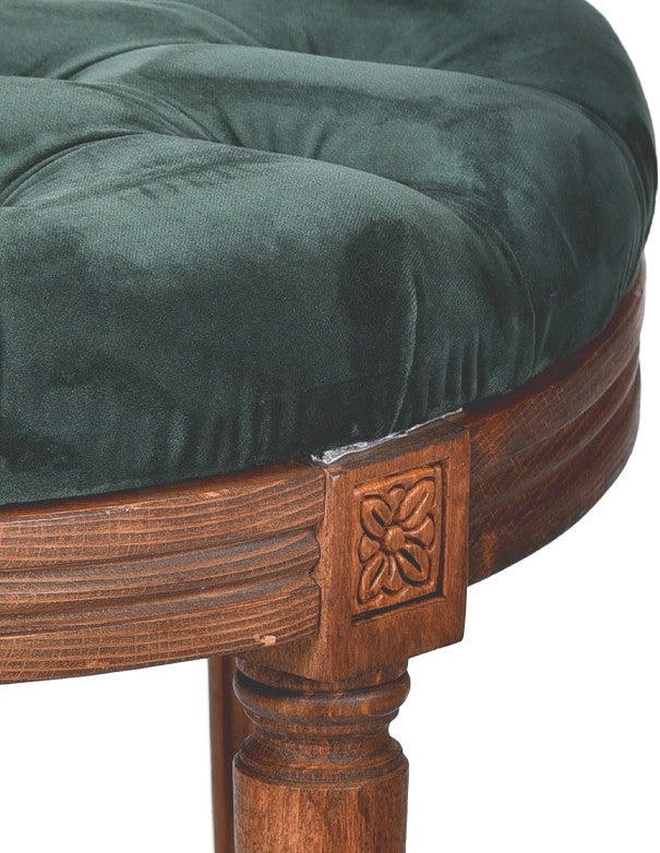 CUSCINO VELLUTO VERDE INGLESE POUF LUIGI XVI