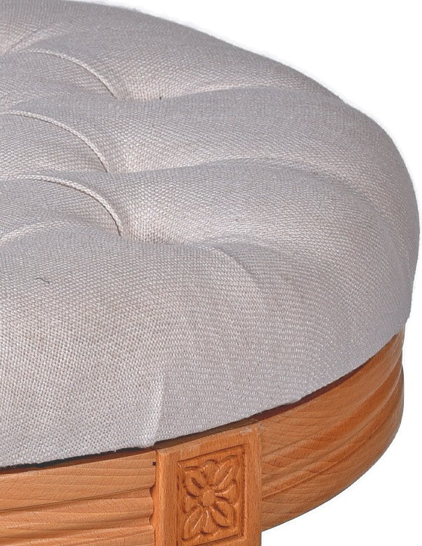 POUF LEGNO LUIGI XVI SEDUTA IN COTONE BIANCO