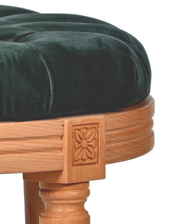 POUF LEGNO LUIGI XVI SEDUTA IN VELLUTO VERDE INGLESE