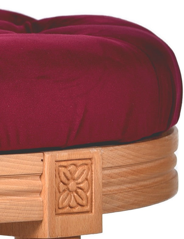 POUF LEGNO LUIGI XVI SEDUTA IN VELLUTO BORDEAUX