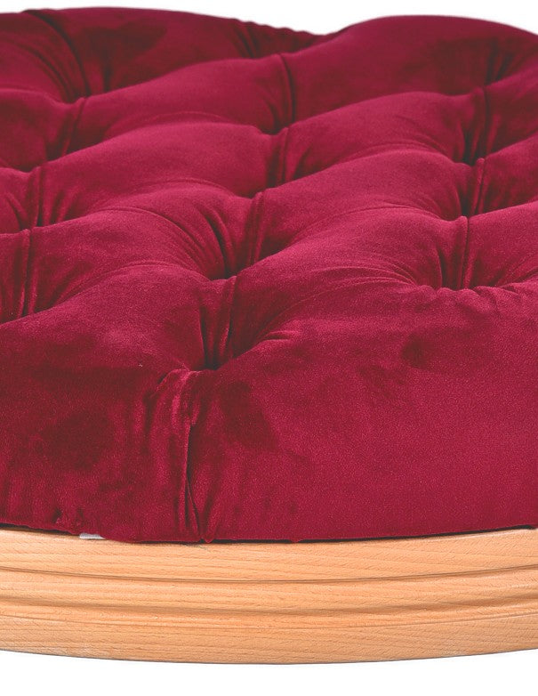 POUF LEGNO LUIGI XVI SEDUTA IN VELLUTO BORDEAUX