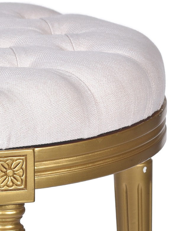 POUF ORO LUIGI XVI SEDUTA IN COTONE BIANCO