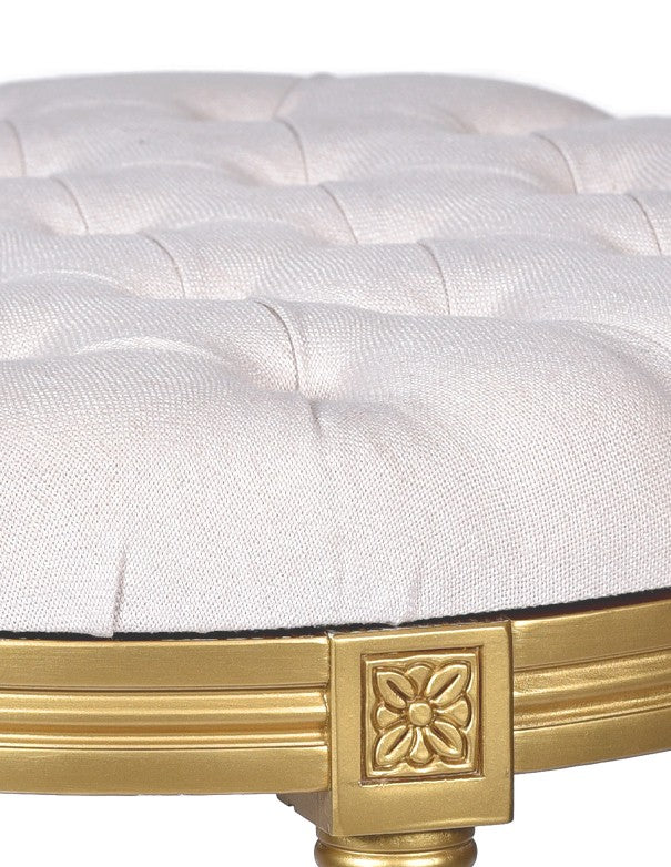 POUF ORO LUIGI XVI SEDUTA IN COTONE BIANCO