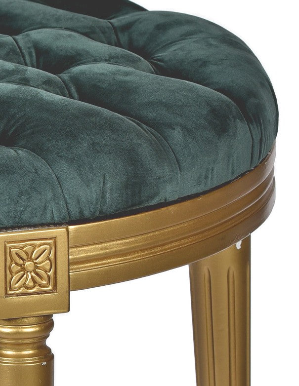 POUF ORO LUIGI XVI SEDUTA IN VELLUTO VERDE INGLESE