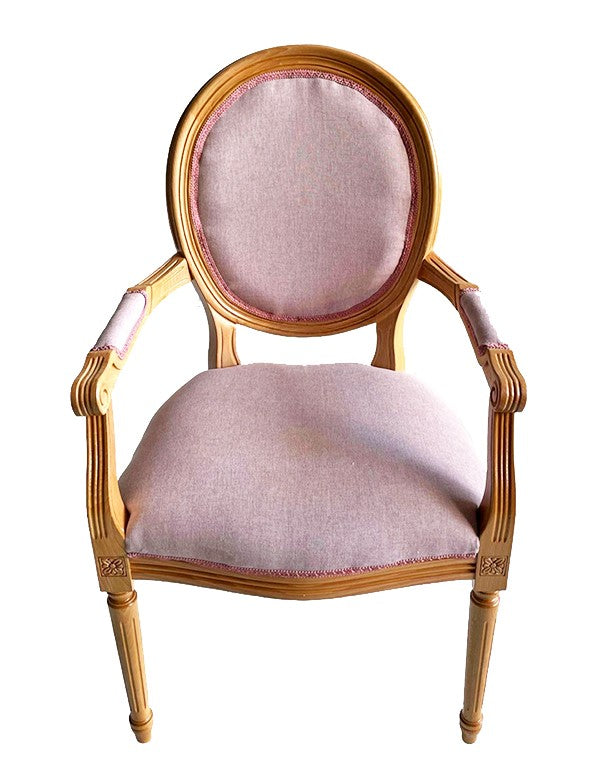 POLTRONA LUIGI XVI LEGNO NATURALE CON SEDUTA ROSA