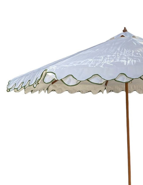 OMBRELLONE BIANCO FASCIA VERDE
