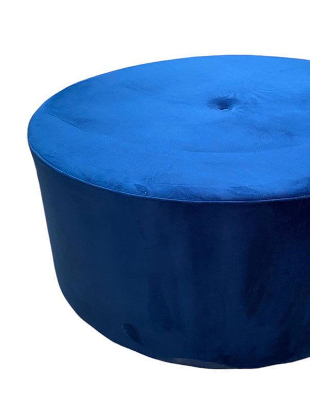 POUF TONDO VELLUTO BLU