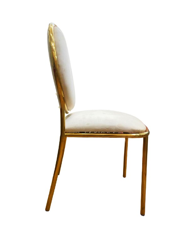 SEDIA ORO ELETTRA CON SEDUTA IN VELLUTO BIANCO
