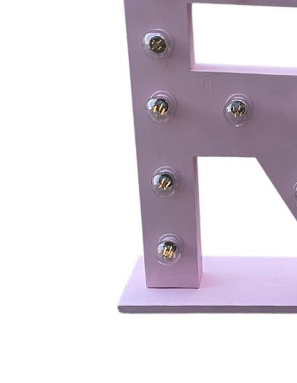 LETTERA R CON LAMPADINE ROSA