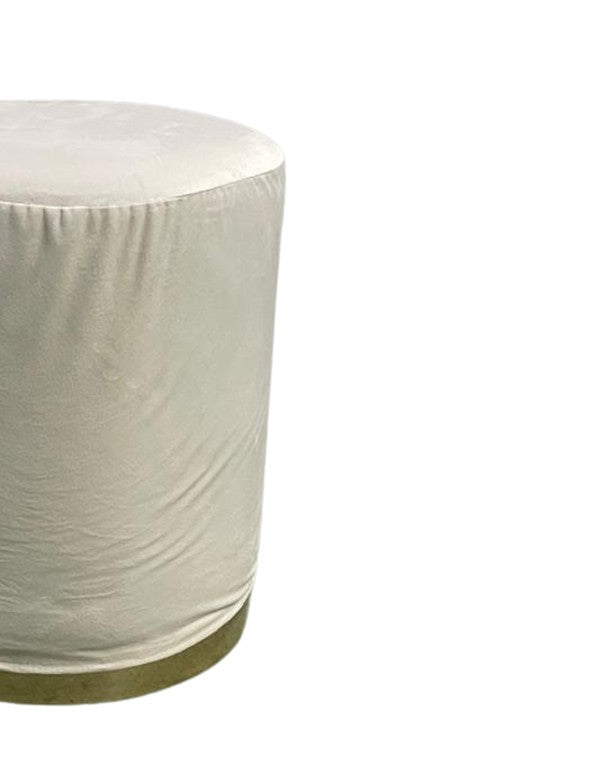 POUF ELIZABETH TONDO VELLUTO BIANCO ICE