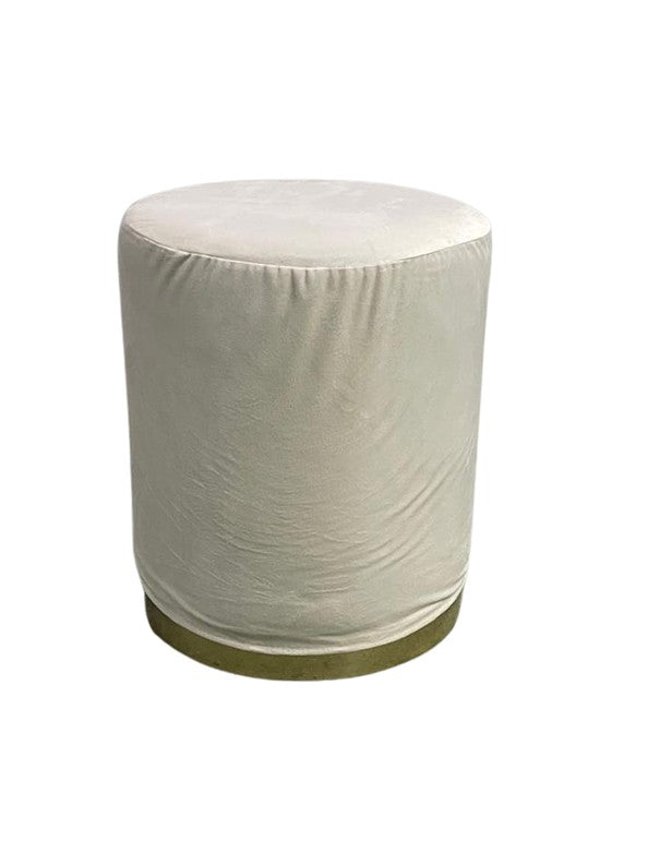 POUF ELIZABETH TONDO VELLUTO BIANCO ICE
