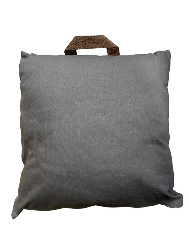 CUSCINO COTONE MANICO CORDA INTRECCIATO GRIGIO