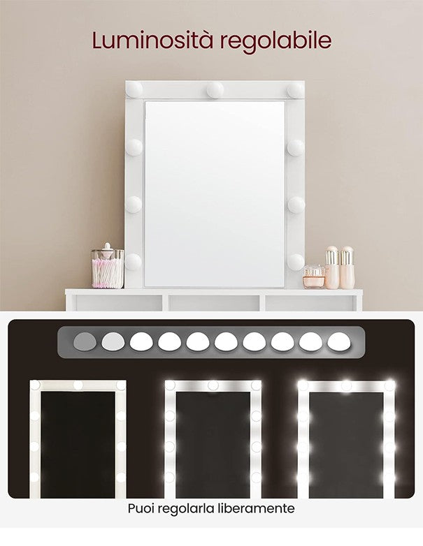 TOELETTA DA TRUCCO CON LUCE LED REGOLABILE