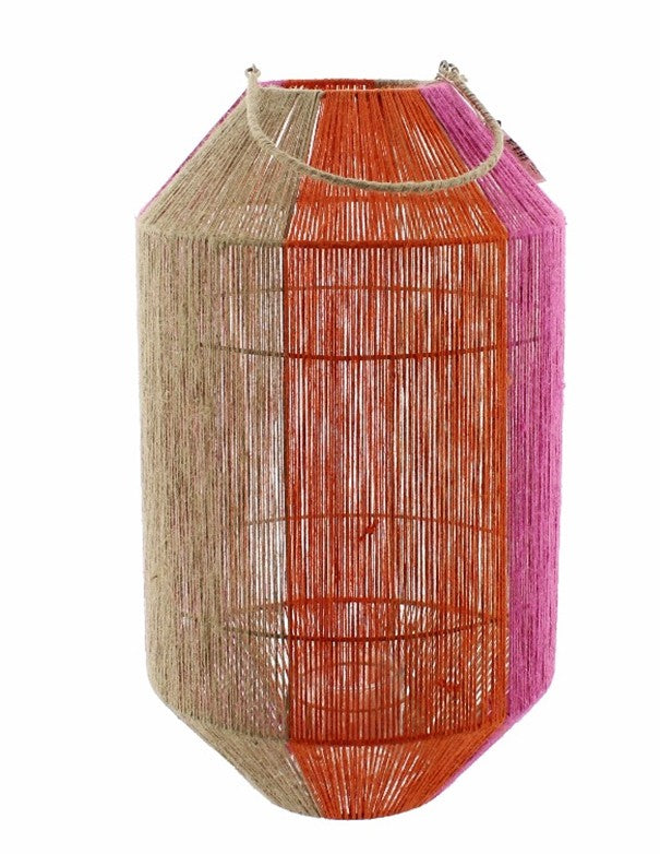 LANTERNA JOY CILINDRO - NATURALE/ARANCIONE/FUCSIA