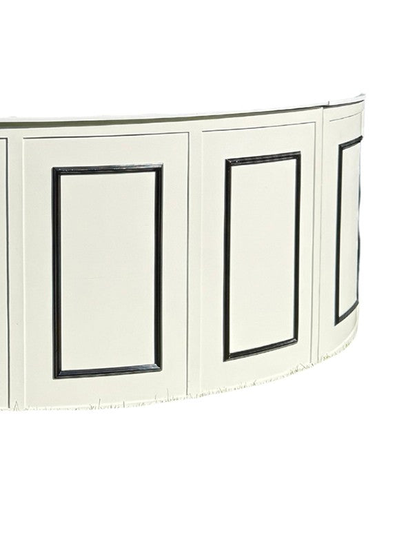 BANCONE BAR CURVO BIANCO CON CORNICI NERE