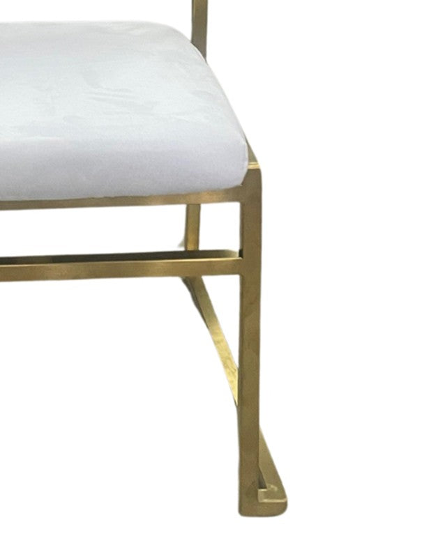 SEDIA GINEVRA ORO SATINATO IN VELLUTO BIANCO