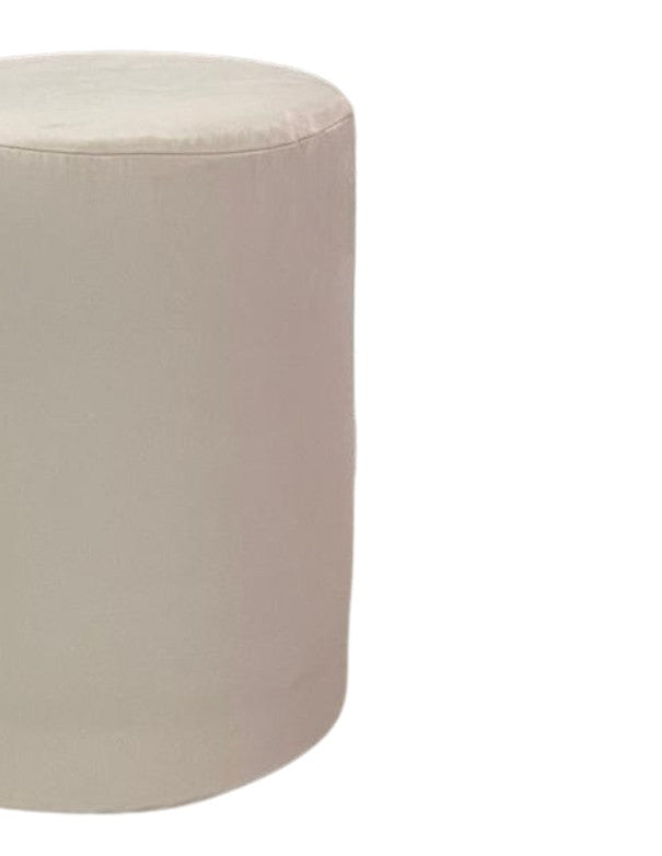 POUF ELIZABETH TONDO CON COPERTURA FASCIA ORO - VELLUTO BIANCO ICE