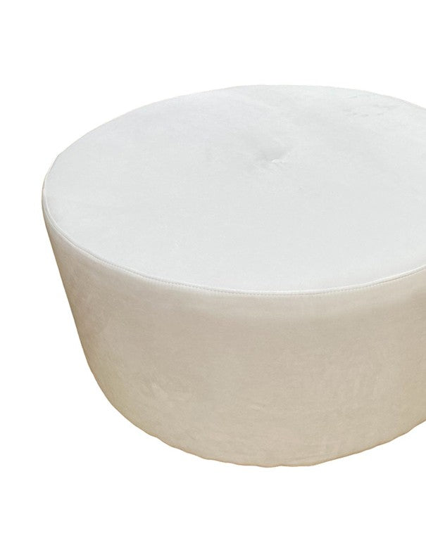 POUF TONDO VELLUTO BIANCO