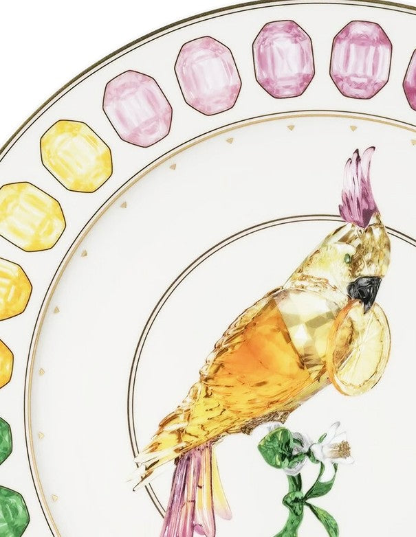 SOTTOPIATTO E PIATTINO PANE LINEA IDYLLIA ROSENTHAL PER SWAROWSKI CACATUA