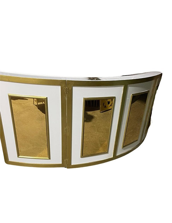 BANCONE BAR CURVO BIANCO CON CORNICI E BOISERIE SPECCHIATE