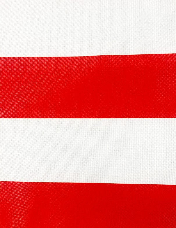TOVAGLIA IN MISTO COTONE QUADRATA A RIGHE BIANCHE E ROSSE
