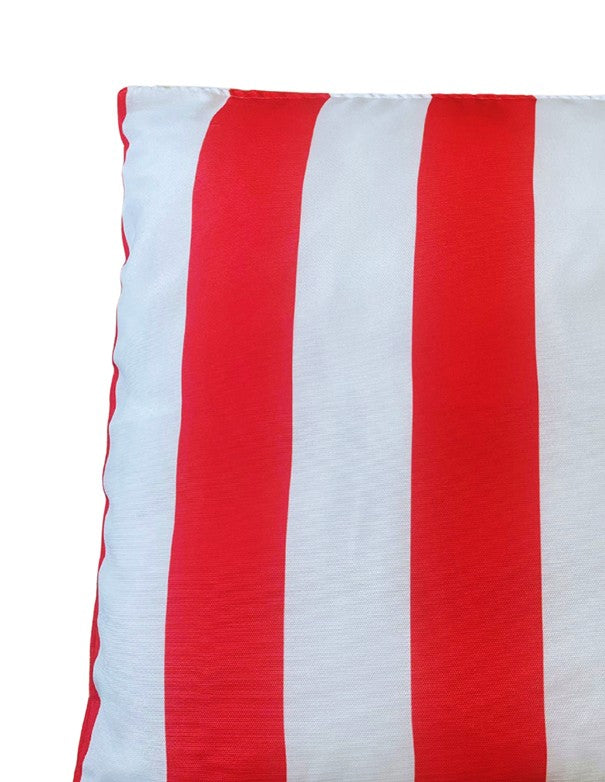 CUSCINO MISTO COTONE A RIGHE BIANCHE E ROSSE