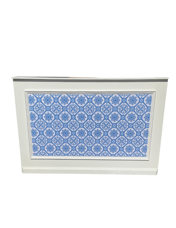 BANCONE BAR BAIA COMPONIBILE BIANCO CON BOISERIE MAIOLICA