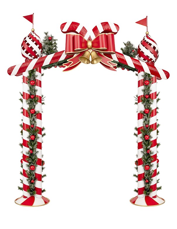 ARCO NATALIZIO STRISCE BIANCHE E ROSSE