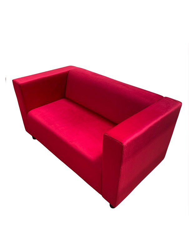 DIVANO LINEARE VELLUTO ROSSO 2 POSTI