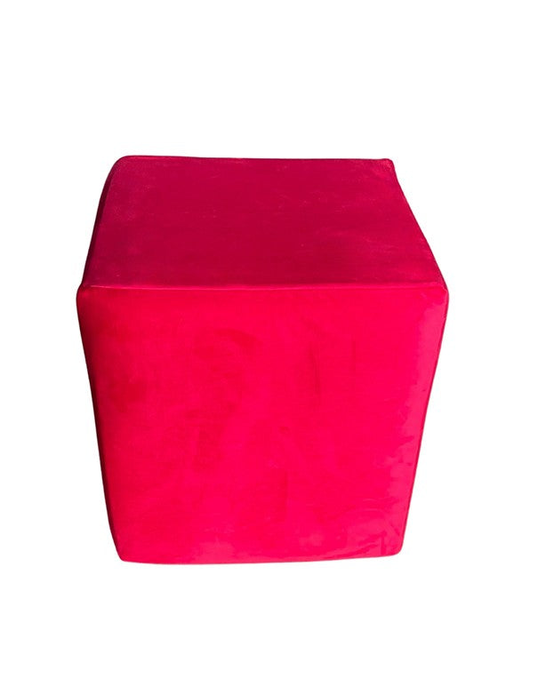 POUF QUADRATO IN PELLE COPERTURA IN VELLUTO ROSSO