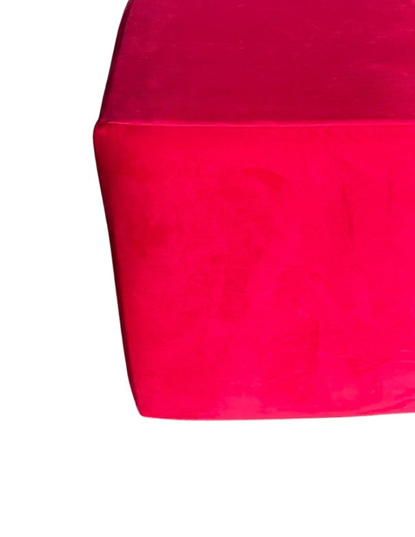 POUF QUADRATO IN PELLE COPERTURA IN VELLUTO ROSSO