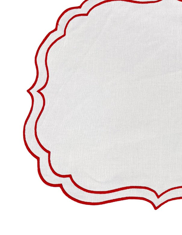 TOVAGLIETTA DI LINO RICAMATA ROSSA
