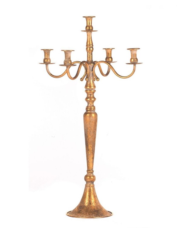 CANDELABRO MIMOSA ORO ANTICATO - 5 BRACCIA