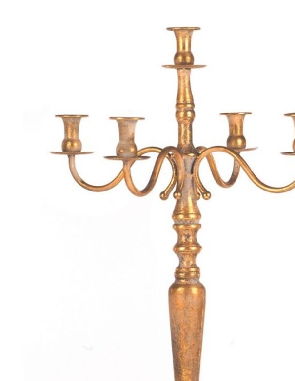 CANDELABRO MIMOSA ORO ANTICATO - 5 BRACCIA