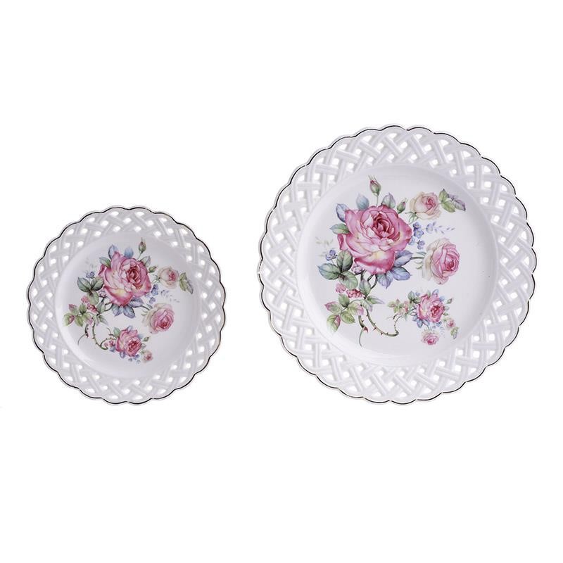 SET PIATTI PER TORTA ROSE