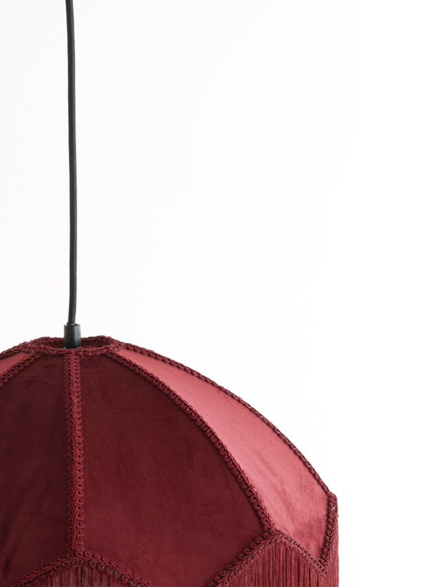 LAMPADARIO VELLUTO BORDEAUX CON FRANGE