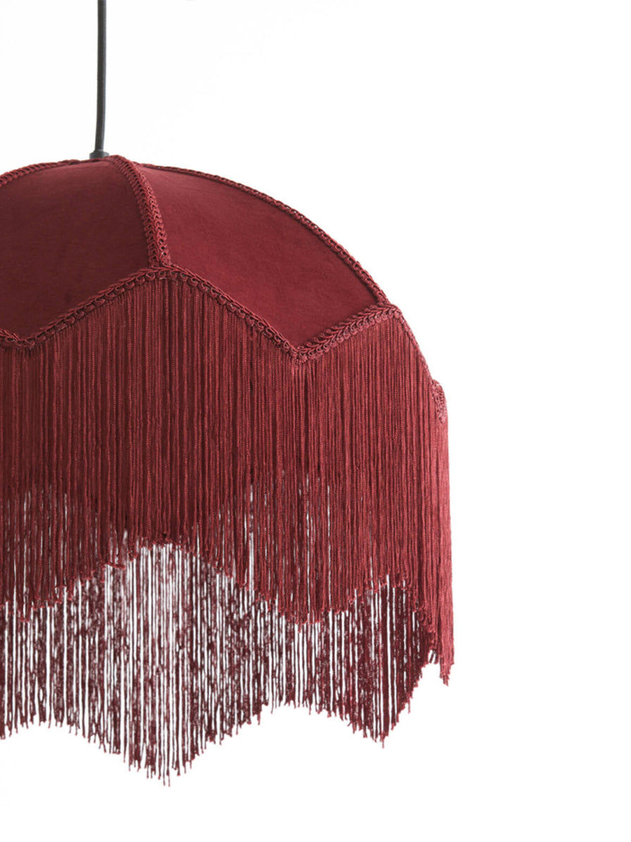 LAMPADARIO VELLUTO BORDEAUX CON FRANGE