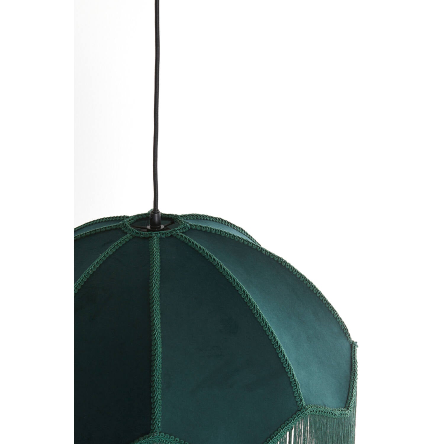 LAMPADARIO VELLUTO VERDE CON FRANGE