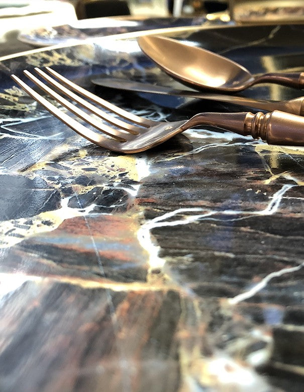 SOTTOPIATTO E PIATTINO PANE BLACK MARBLE