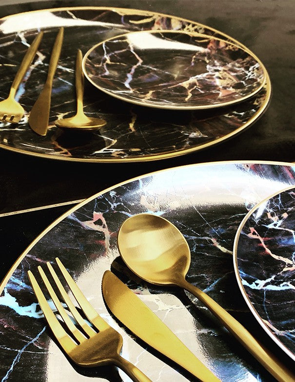 SOTTOPIATTO E PIATTINO PANE BLACK MARBLE