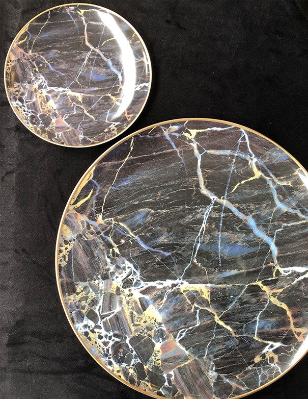 SOTTOPIATTO E PIATTINO PANE BLACK MARBLE